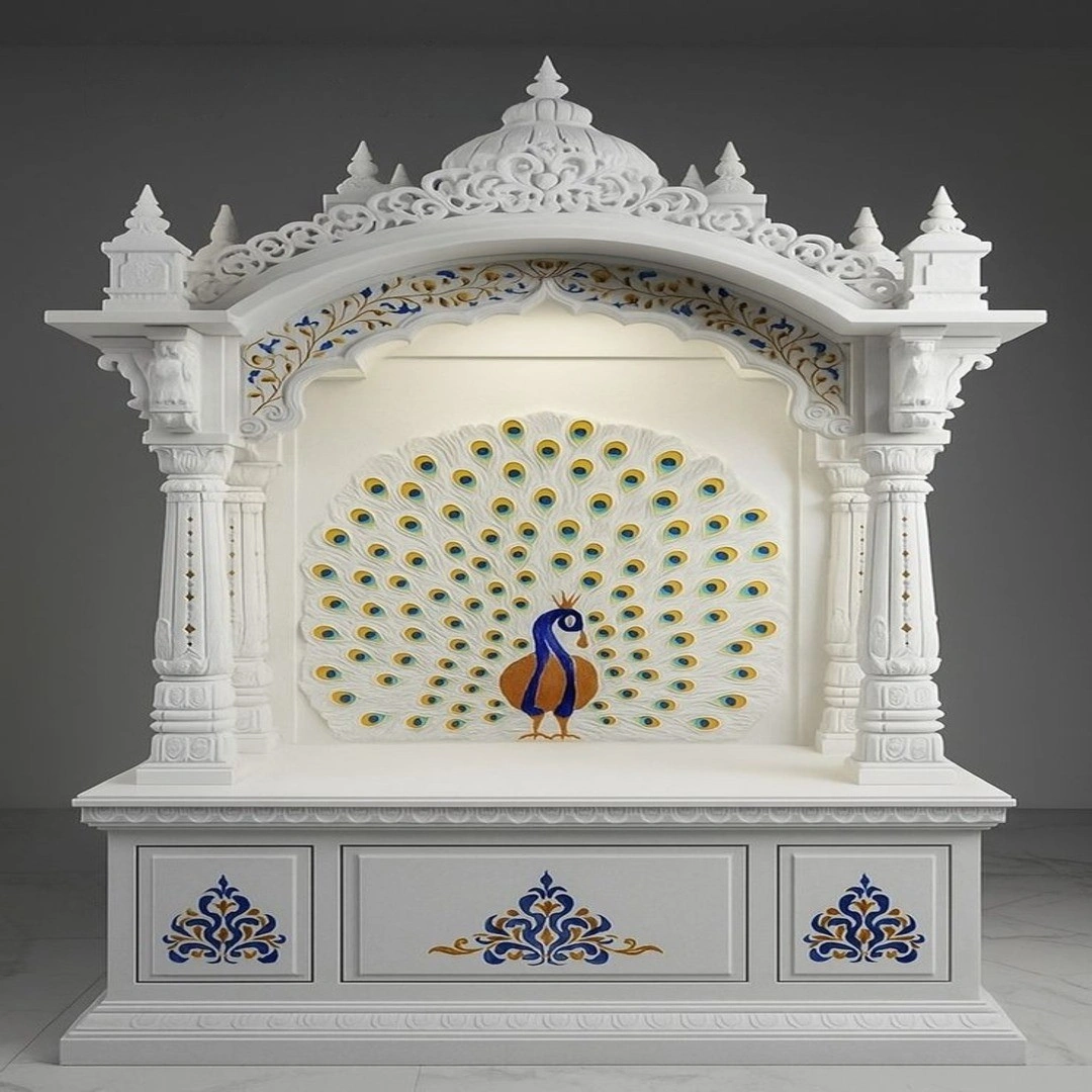 Peacock Design Marble Mandir